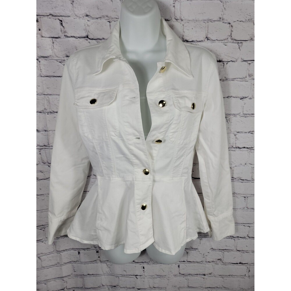 Frame Los Angeles Peplum White Denim Jacket Size XS